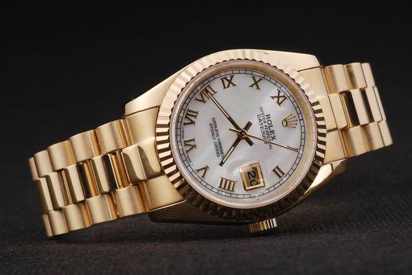 Rolex Datejust Golden White Cutwork Men Watch-RD2402 Rolex Datejust Golden White Cutwork Men Watch-RD2402