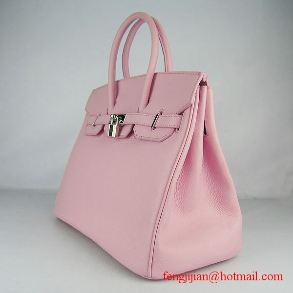 Hermes 35cm Embossed Veins Leather Bag Pink 6089 Silver Hardware Hermes 35cm Embossed Veins Leather Bag Pink 6089 Silver Hardware