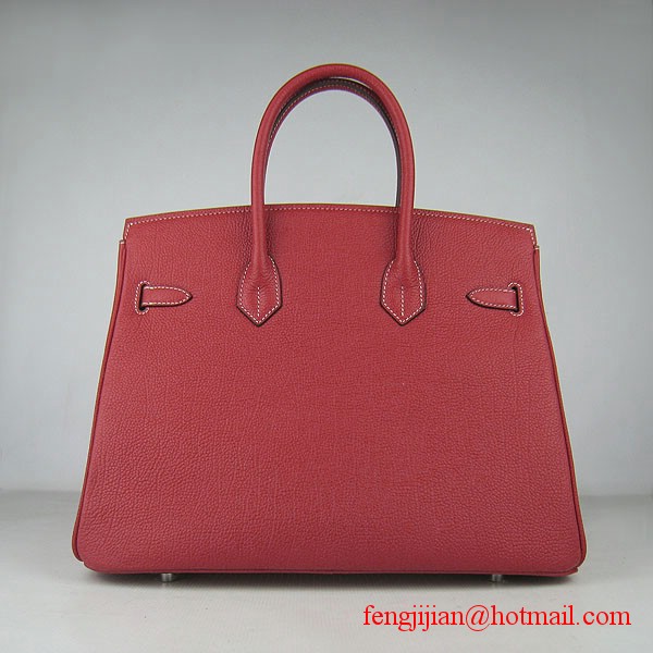 Hermes Birkin 35cm Tendon Veins Leather Bag Red Silver Hardware Hermes Birkin 35cm Tendon Veins Leather Bag Red Silver Hardware