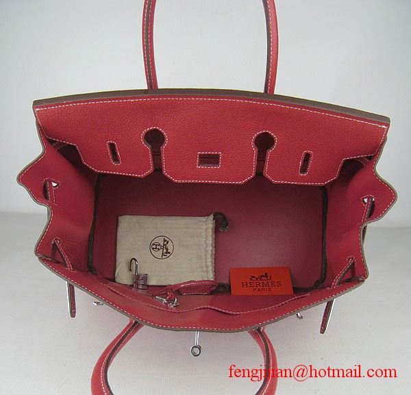 Hermes Birkin 35cm Tendon Veins Leather Bag Red Silver Hardware Hermes Birkin 35cm Tendon Veins Leather Bag Red Silver Hardware