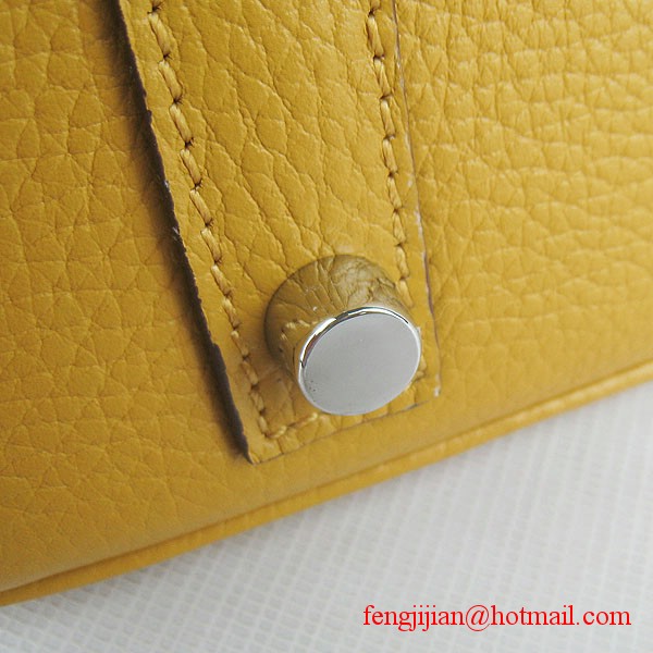 Hermes 35cm Embossed Veins Leather Bag Yellow 6089 Silver Hardware Hermes 35cm Embossed Veins Leather Bag Yellow 6089 Silver Hardware
