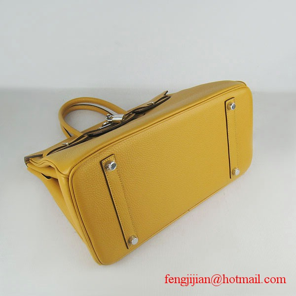 Hermes 35cm Embossed Veins Leather Bag Yellow 6089 Silver Hardware Hermes 35cm Embossed Veins Leather Bag Yellow 6089 Silver Hardware