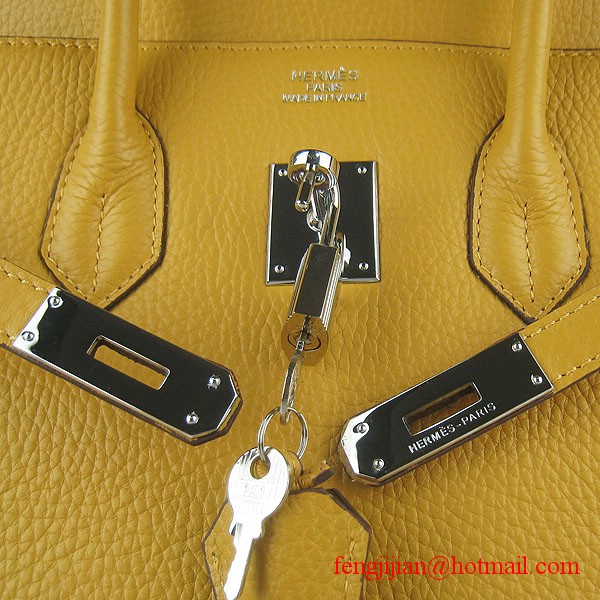 Hermes 35cm Embossed Veins Leather Bag Yellow 6089 Silver Hardware Hermes 35cm Embossed Veins Leather Bag Yellow 6089 Silver Hardware