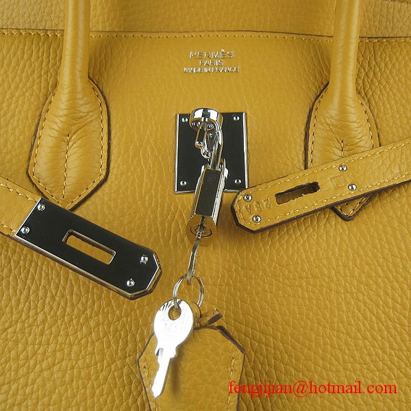 Hermes 35cm Embossed Veins Leather Bag Yellow 6089 Silver Hardware Hermes 35cm Embossed Veins Leather Bag Yellow 6089 Silver Hardware