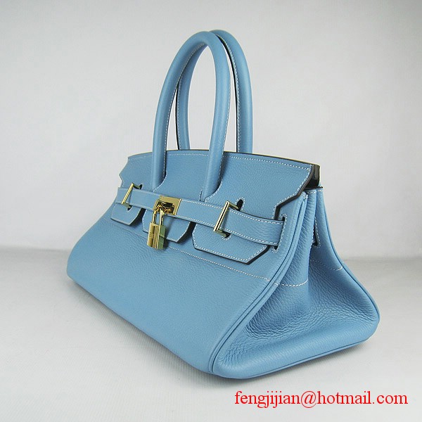 Hermes Birkin 42cm Togo Leather Bag 6109 Light Blue gold padlock Hermes Birkin 42cm Togo Leather Bag 6109 Light Blue gold padlock