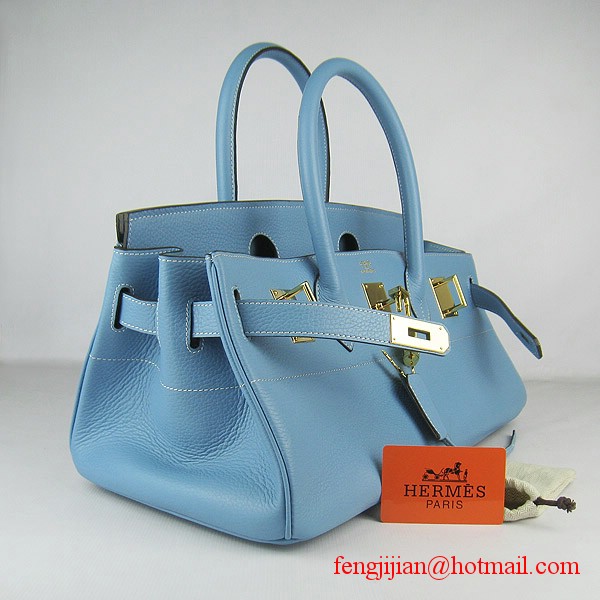 Hermes Birkin 42cm Togo Leather Bag 6109 Light Blue gold padlock Hermes Birkin 42cm Togo Leather Bag 6109 Light Blue gold padlock
