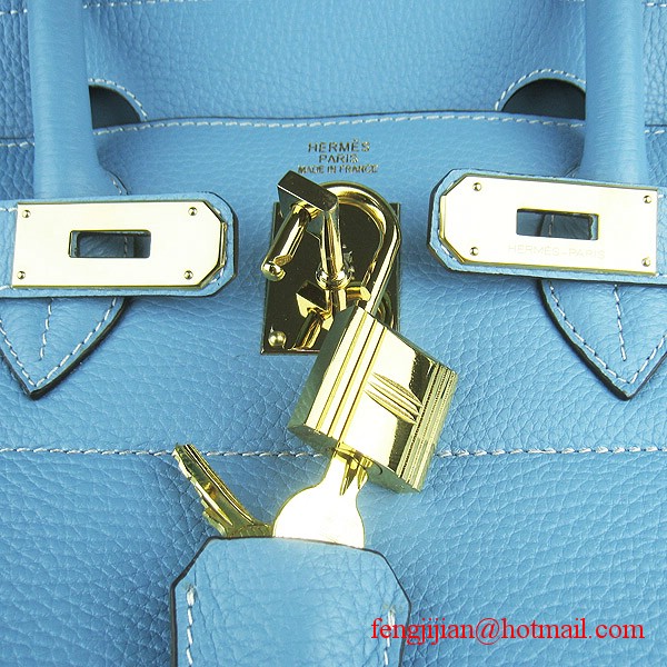 Hermes Birkin 42cm Togo Leather Bag 6109 Light Blue gold padlock Hermes Birkin 42cm Togo Leather Bag 6109 Light Blue gold padlock