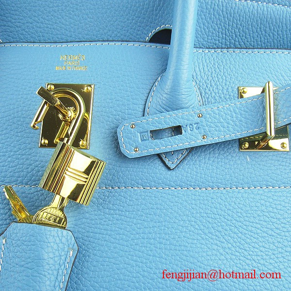 Hermes Birkin 42cm Togo Leather Bag 6109 Light Blue gold padlock Hermes Birkin 42cm Togo Leather Bag 6109 Light Blue gold padlock