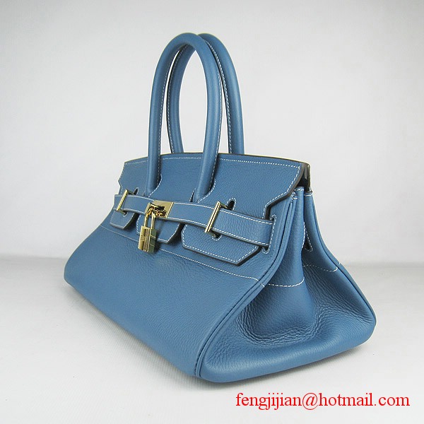 Hermes Birkin 42cm Togo Leather Bag 6109 Blue gold padlock Hermes Birkin 42cm Togo Leather Bag 6109 Blue gold padlock