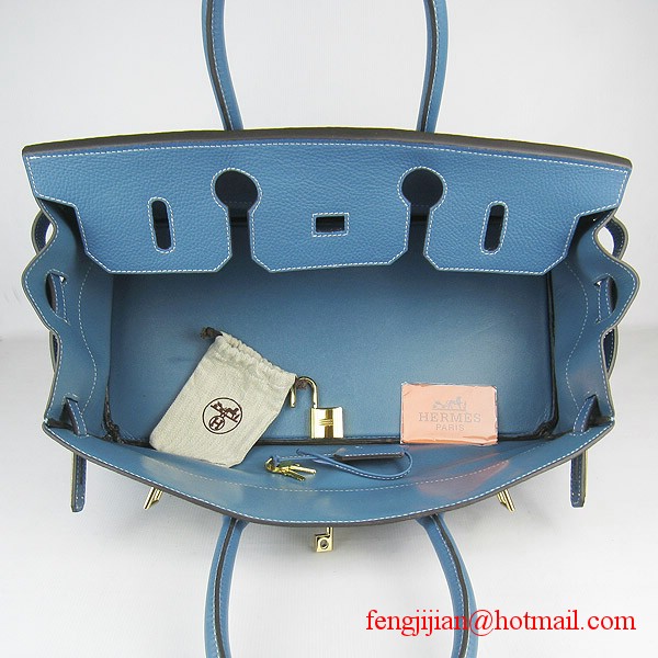 Hermes Birkin 42cm Togo Leather Bag 6109 Blue gold padlock Hermes Birkin 42cm Togo Leather Bag 6109 Blue gold padlock
