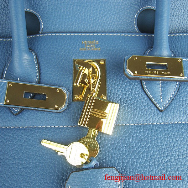 Hermes Birkin 42cm Togo Leather Bag 6109 Blue gold padlock Hermes Birkin 42cm Togo Leather Bag 6109 Blue gold padlock