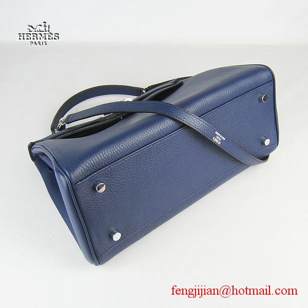 Hermes Kelly 32cm Togo Leather Bag Dark Blue 6108 Silver Hardware Hermes Kelly 32cm Togo Leather Bag Dark Blue 6108 Silver Hardware