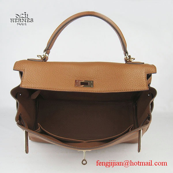 Hermes Kelly 32cm Togo Leather Bag Light Coffee 6108 Gold Hardware Hermes Kelly 32cm Togo Leather Bag Light Coffee 6108 Gold Hardware