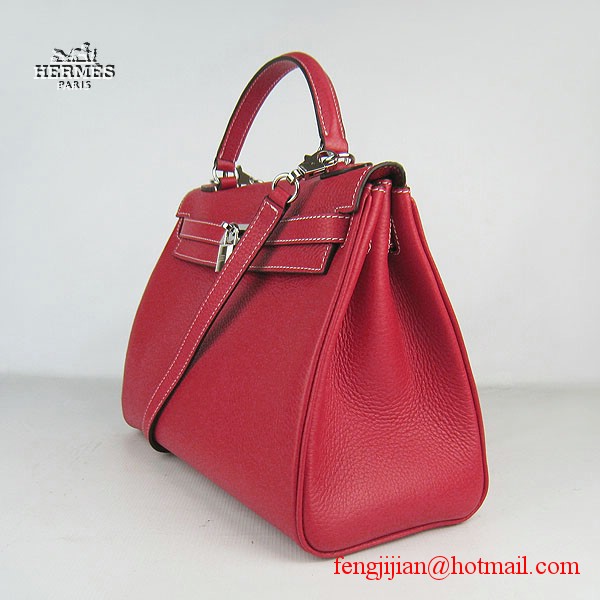 Hermes Kelly 32cm Togo Leather Bag Red 6108 Silver Hardware Hermes Kelly 32cm Togo Leather Bag Red 6108 Silver Hardware