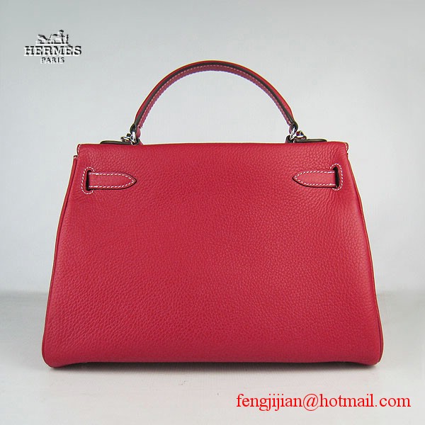 Hermes Kelly 32cm Togo Leather Bag Red 6108 Silver Hardware Hermes Kelly 32cm Togo Leather Bag Red 6108 Silver Hardware