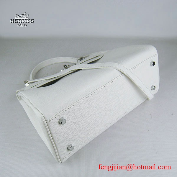 Hermes Kelly 32cm Togo Leather Bag White 6108 Silver Hardware Hermes Kelly 32cm Togo Leather Bag White 6108 Silver Hardware