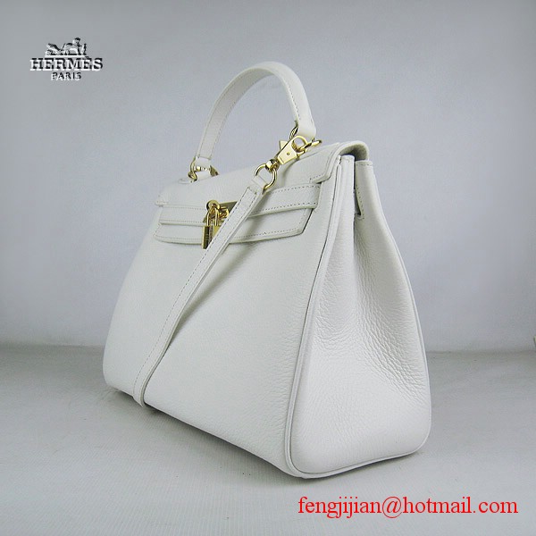 Hermes Kelly 32cm Togo Leather Bag White 6108 Gold Hardware Hermes Kelly 32cm Togo Leather Bag White 6108 Gold Hardware
