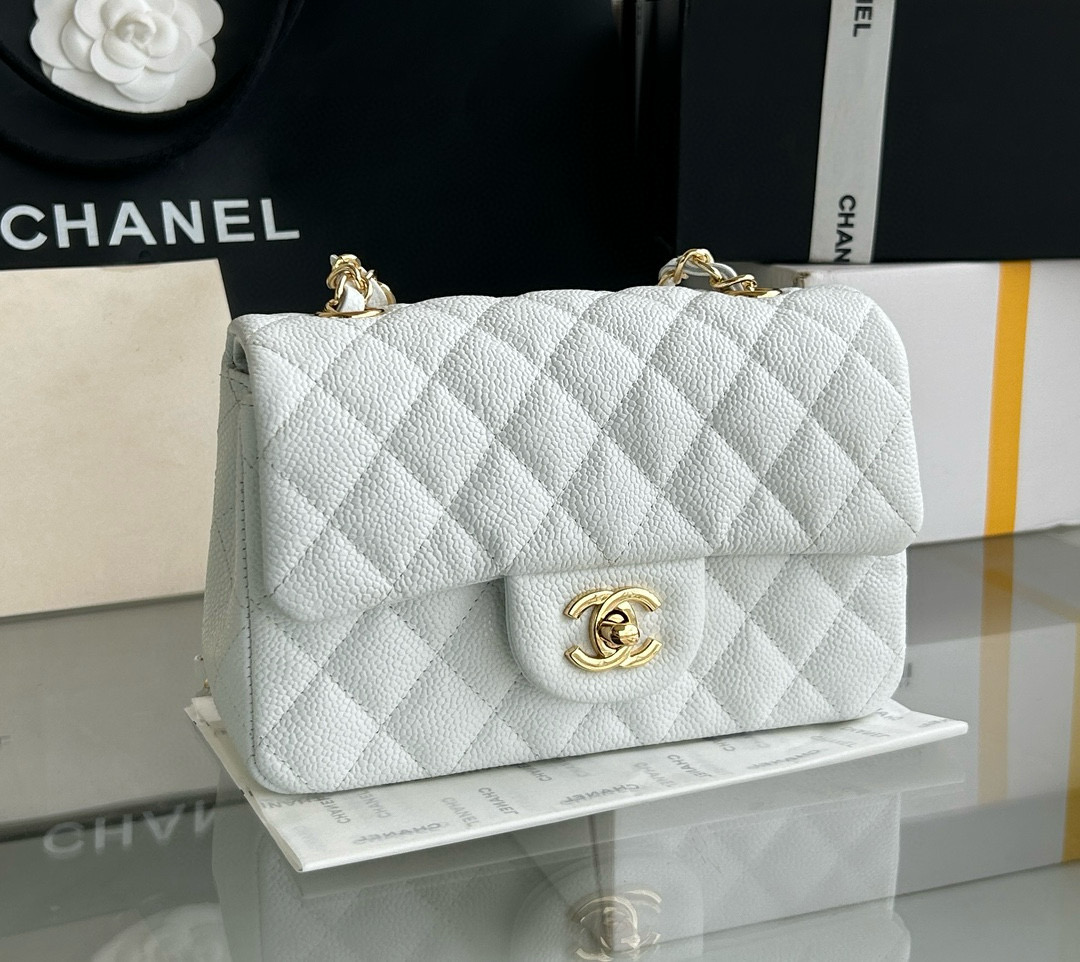 Chanel mini flap bag Grained Calfskin A1116 white